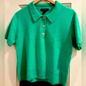 Tahari 100% Cashmere Green Polo Shirt, Size M